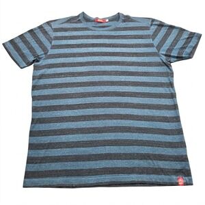 Agave Denim T Shirt Mens Large L Blue Black Striped‎ J Severson S/S Made In USA